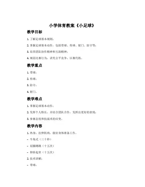 小学体育教案《小足球》