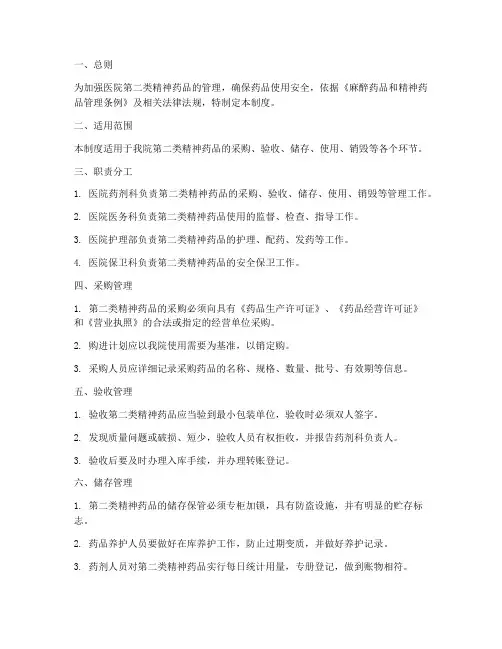 医院第二类精神病药品管理制度
