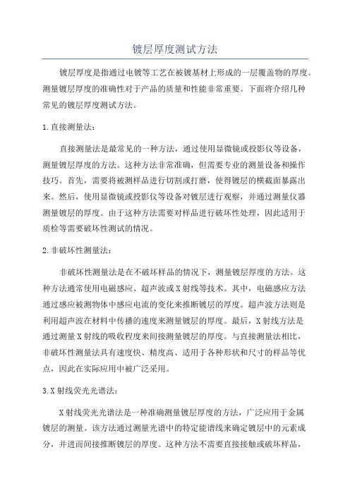镀层厚度测试方法