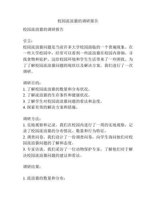 校园流浪猫的调研报告