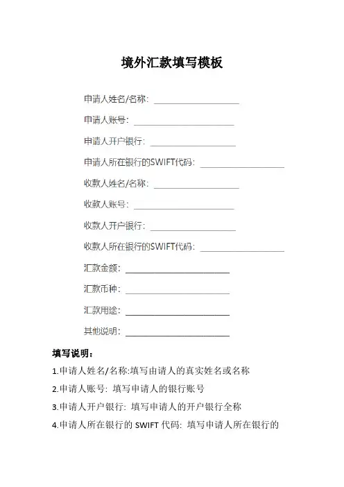 境外汇款填写模板
