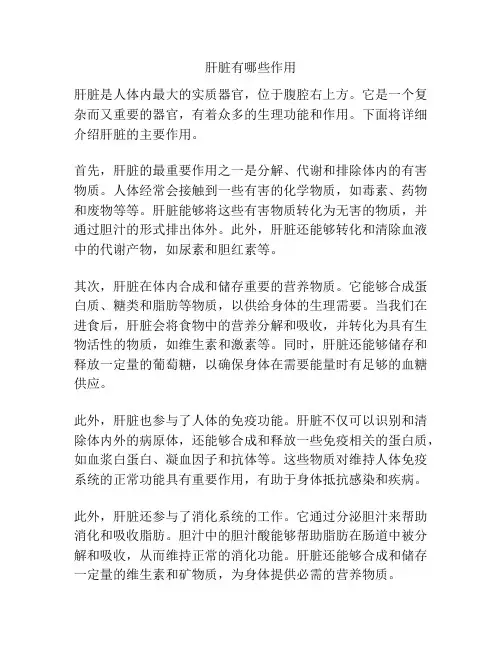 肝脏有哪些作用