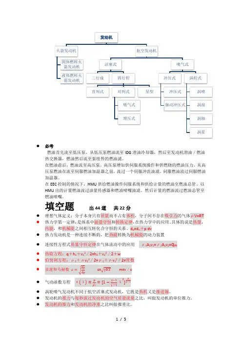 燃气涡轮喷漆发动机考试复习题