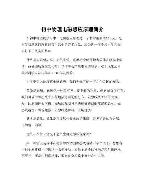 初中物理电磁感应原理简介