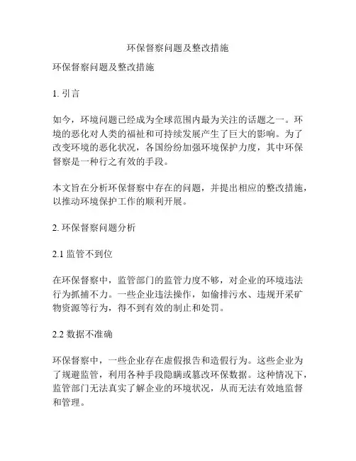 环保督察问题及整改措施
