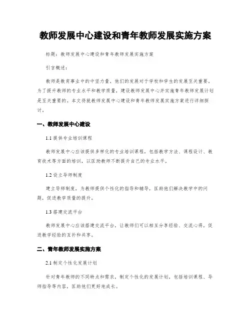 教师发展中心建设和青年教师发展实施方案