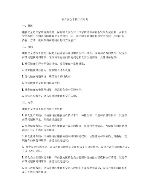粮食安全考核工作计划
