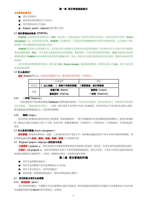 PMBOK知识重点电子笔记