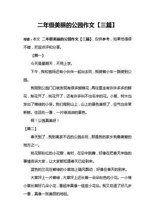 二年级美丽的公园作文【三篇】