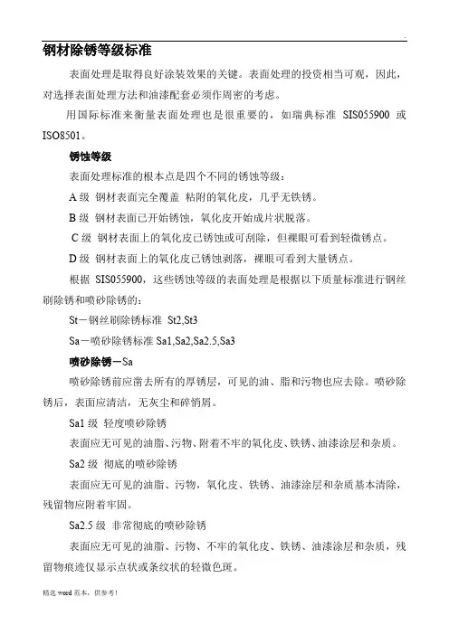 钢材除锈等级标准及对比图