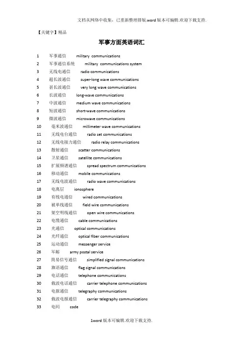 【精品】军事方面英语词汇