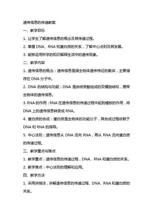 遗传信息的传递教案