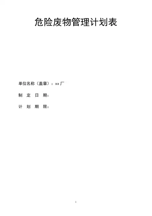 危险废物管理计划表(空表) (2)