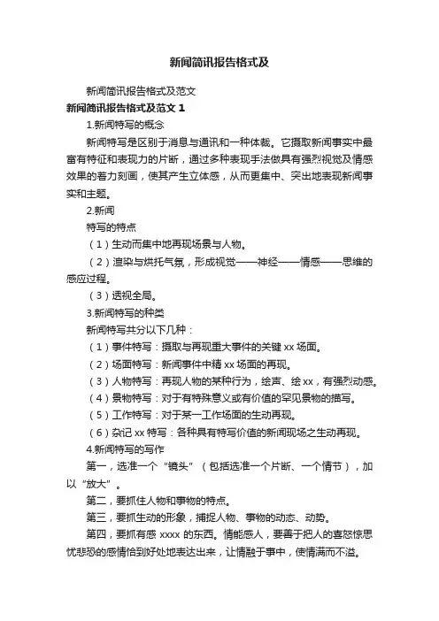 新闻简讯报告格式及