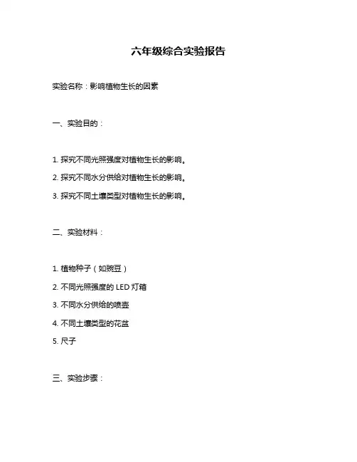 六年级综合实验报告