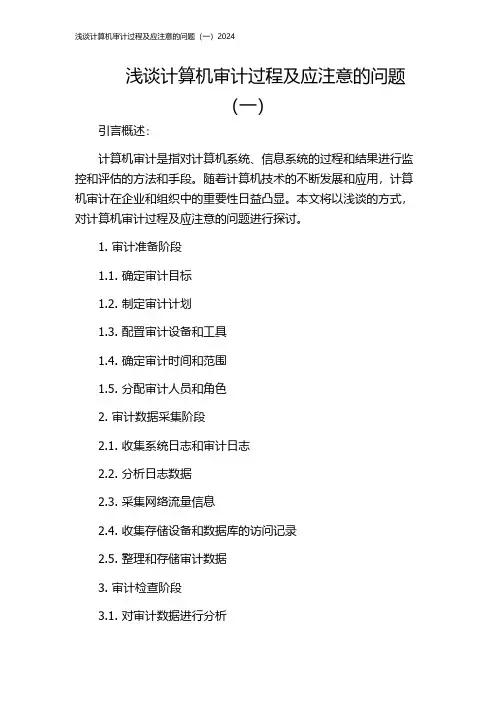浅谈计算机审计过程及应注意的问题(一)2024
