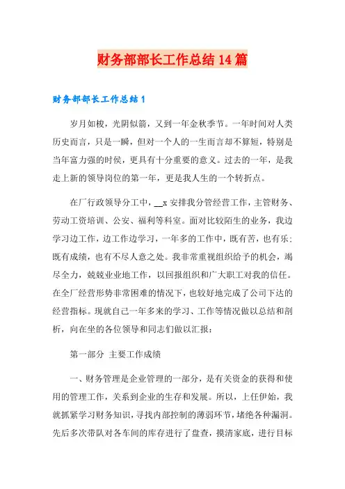 财务部部长工作总结14篇