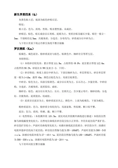 地层分述