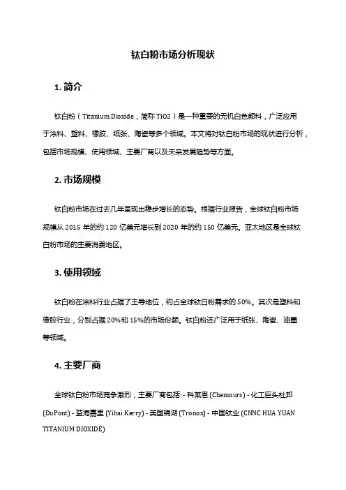 2024年钛白粉市场分析现状