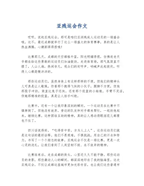 亚残运会作文