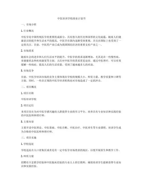 中医培训学校商业计划书