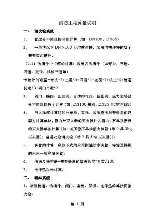 消防各系统算量说明