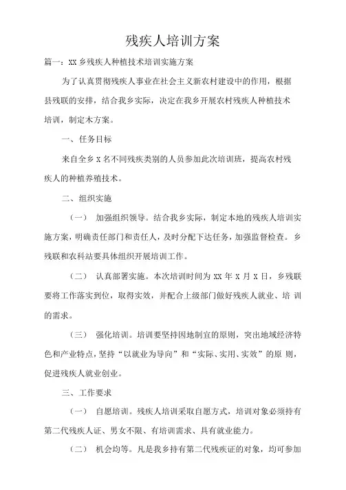 残疾人培训方案