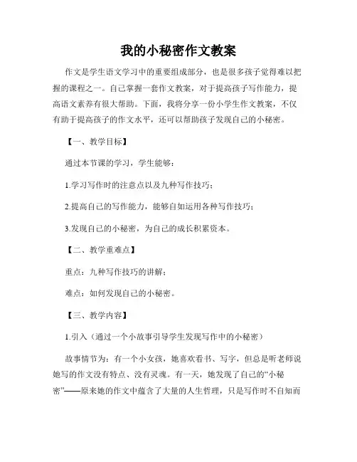 我的小秘密作文教案