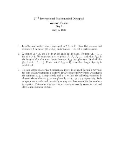 国际数学奥林匹克IMO试题(官方版)1986_eng