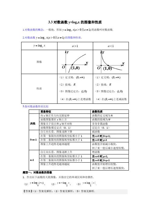 3.3对数函数y=logax的图像和性质(解析版)