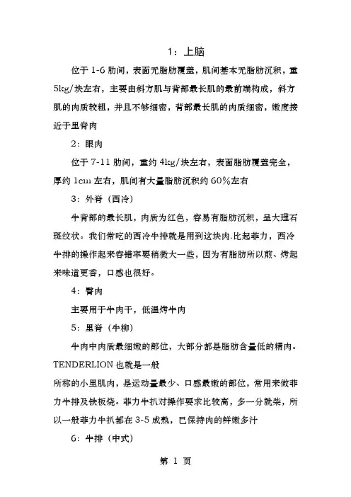 牛肉部位介绍及做法举例