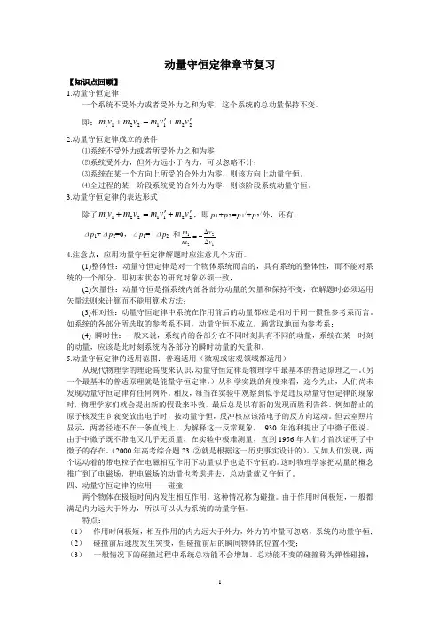 动量守恒定律章节复习