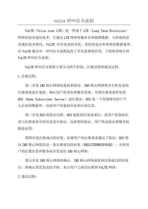 volte呼叫信令流程