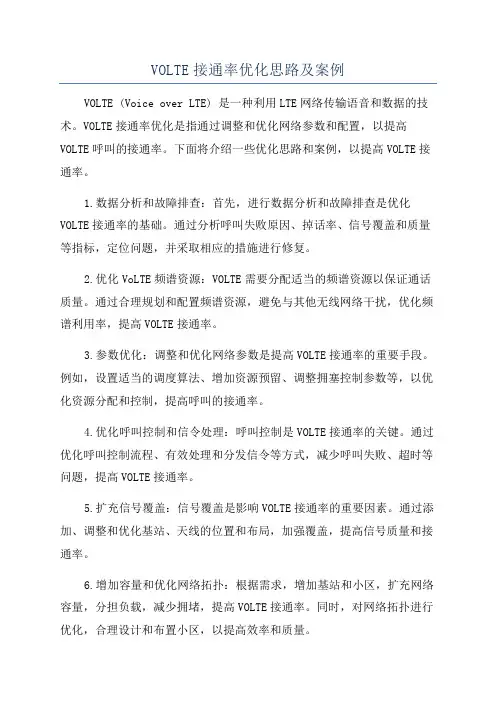 VOLTE接通率优化思路及案例