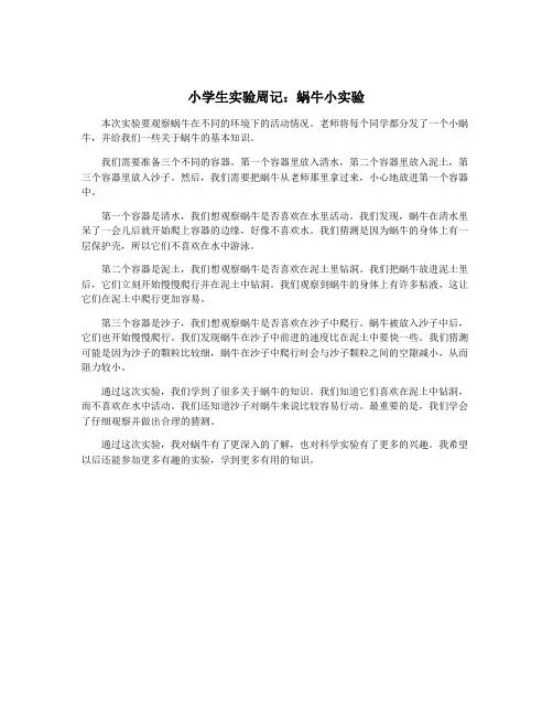 小学生实验周记：蜗牛小实验