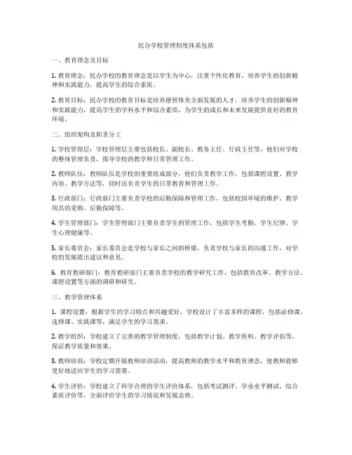 民办学校管理制度体系包括
