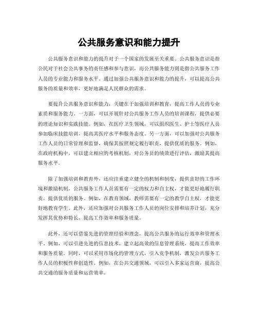 公共服务意识和能力提升