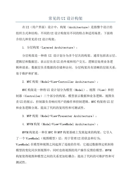 常见的UI设计构架