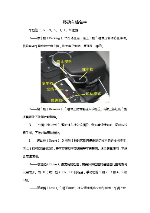 移动车档名字