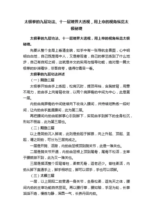 太极拳的九层功法、十一层境界大透视，用上帝的视角纵览太极秘境