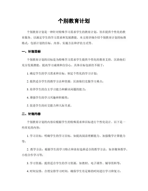 个别教育计划