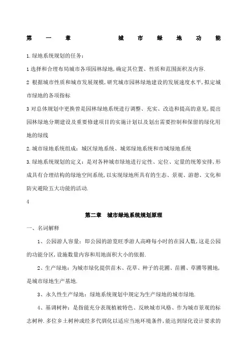 绿地规划知识点