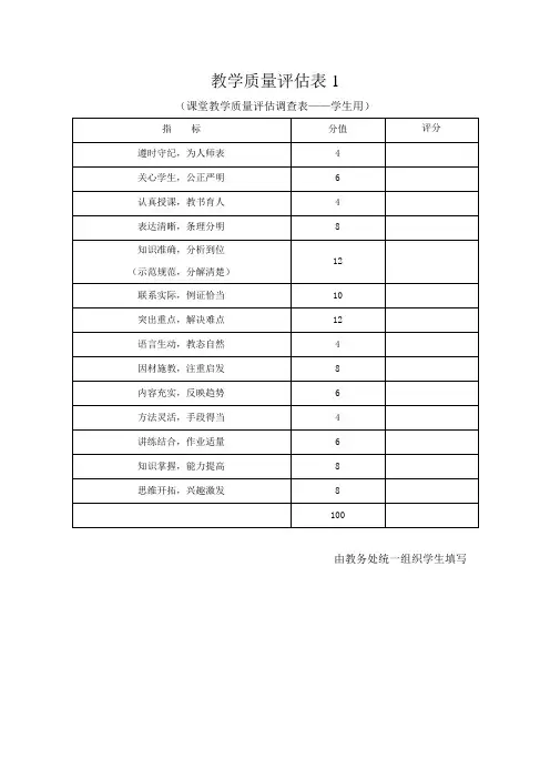 教学评估表