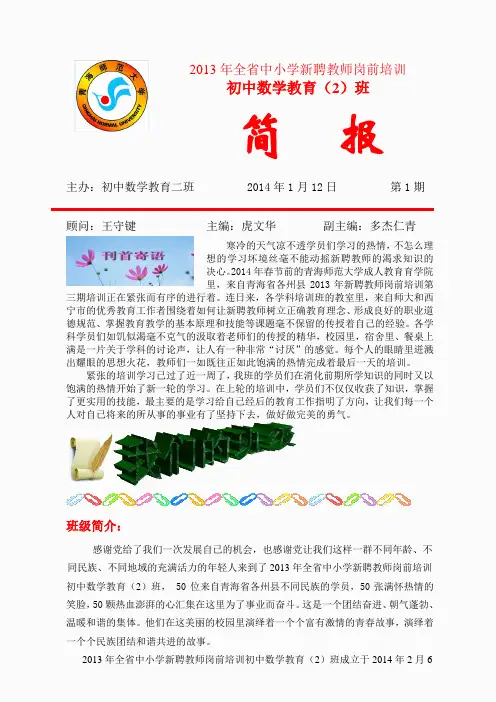 2013教师初中数学二班培训简报第二期)