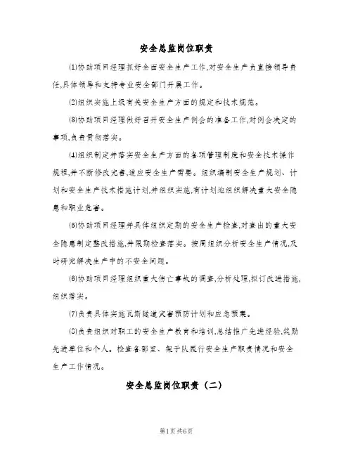安全总监岗位职责(7篇)