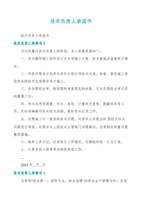 技术负责人承诺书