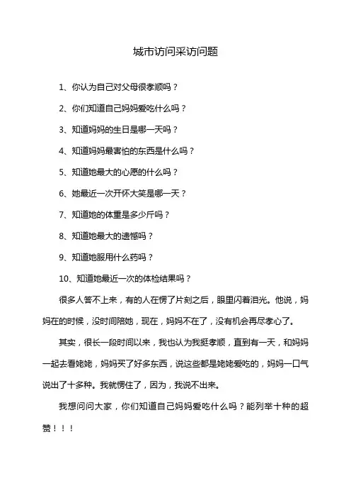 城市访问采访问题