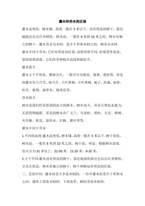 灌木和乔木的区别