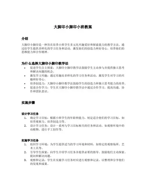 大脚印小脚印小班教案