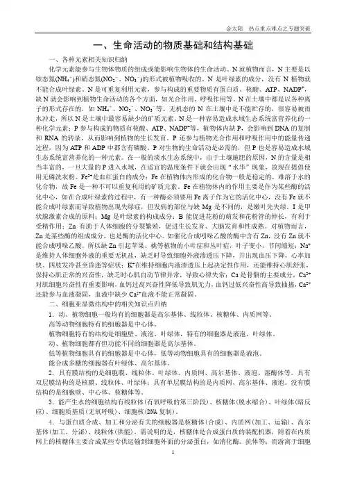 金太阳生物高考热点重点难点之专题突破(1